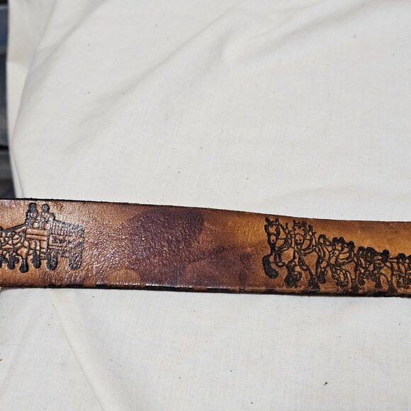 Budweiser Beer Vintage Leather Belt Appx 54" Long W/ Belt Buckle-- READ - Picture 7 of 10